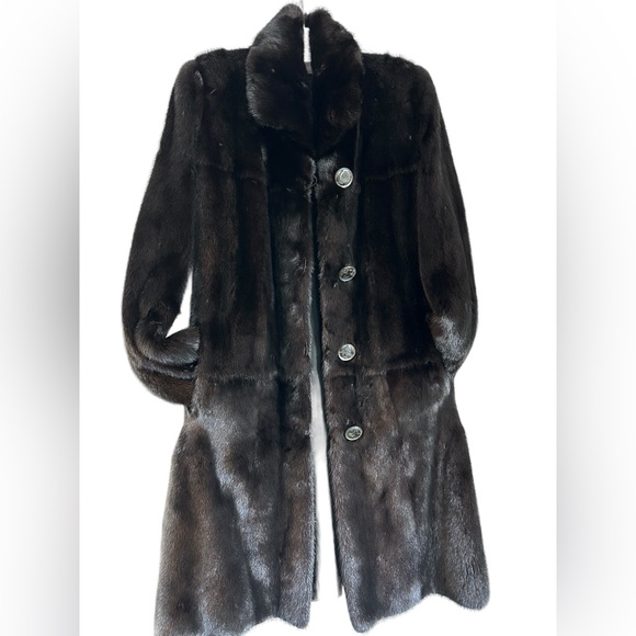 Black Mink Fur Reversible Coat - Picture 5 of 6